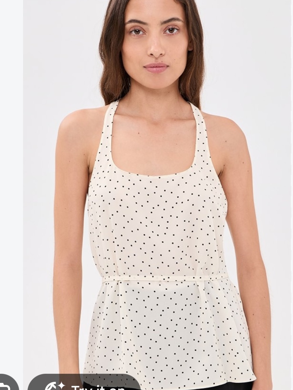 Theory Cream Tank with Grey Polka Dots